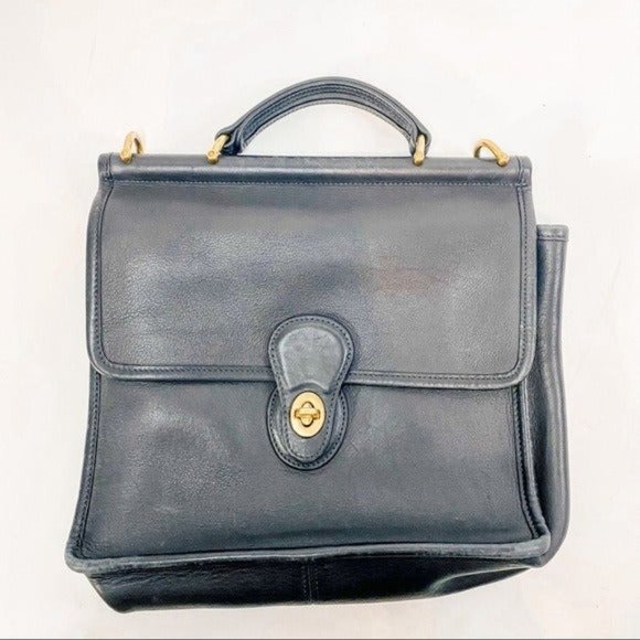 Coach Handbags - Vintage Coach Black Navy Black Willis F13 - 9927 Leather Bag
